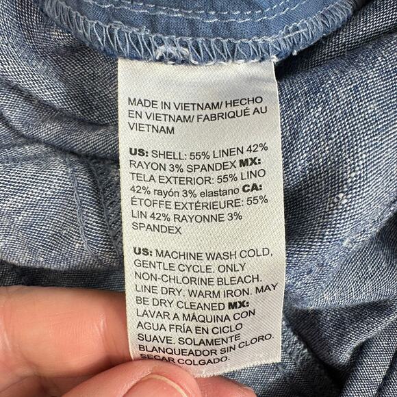 Chico's Stretch Linen Blend Wide Leg Pants Blue Pull On .5 6 - Picture 8 of 14